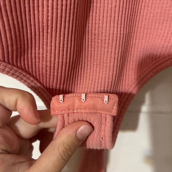 Double Zero Ribbed Bodysuit in Pink - Picture 5 of 5